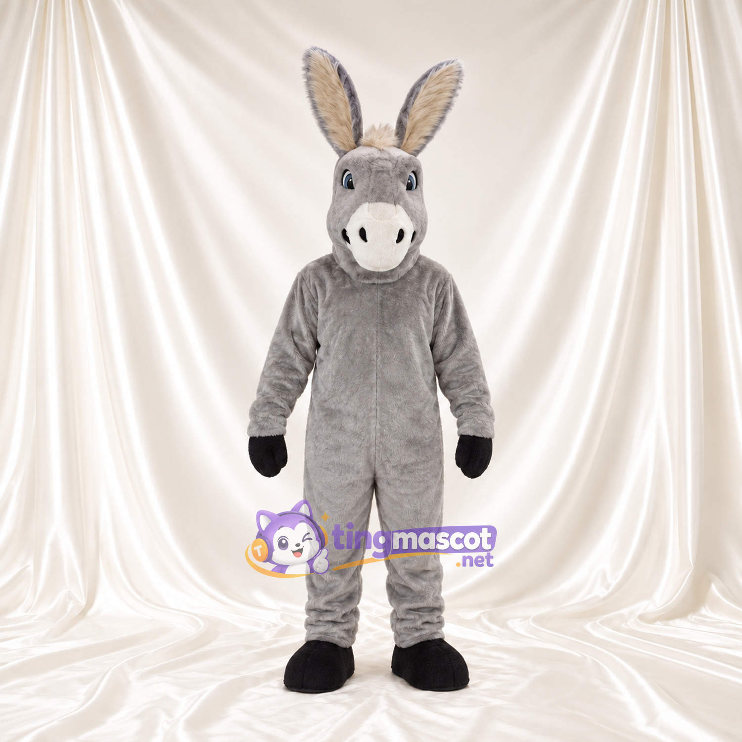 Costume de mascotte Âne – gris – Museau (blanc) Costume de mascotte Âne – gris – Museau (blanc)