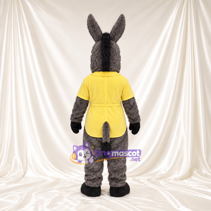 Costume de mascotte Âne – gris – Chemise (jaune); Lunettes de soleil Costume de mascotte Âne – gris – Chemise (jaune); Lunettes de soleil