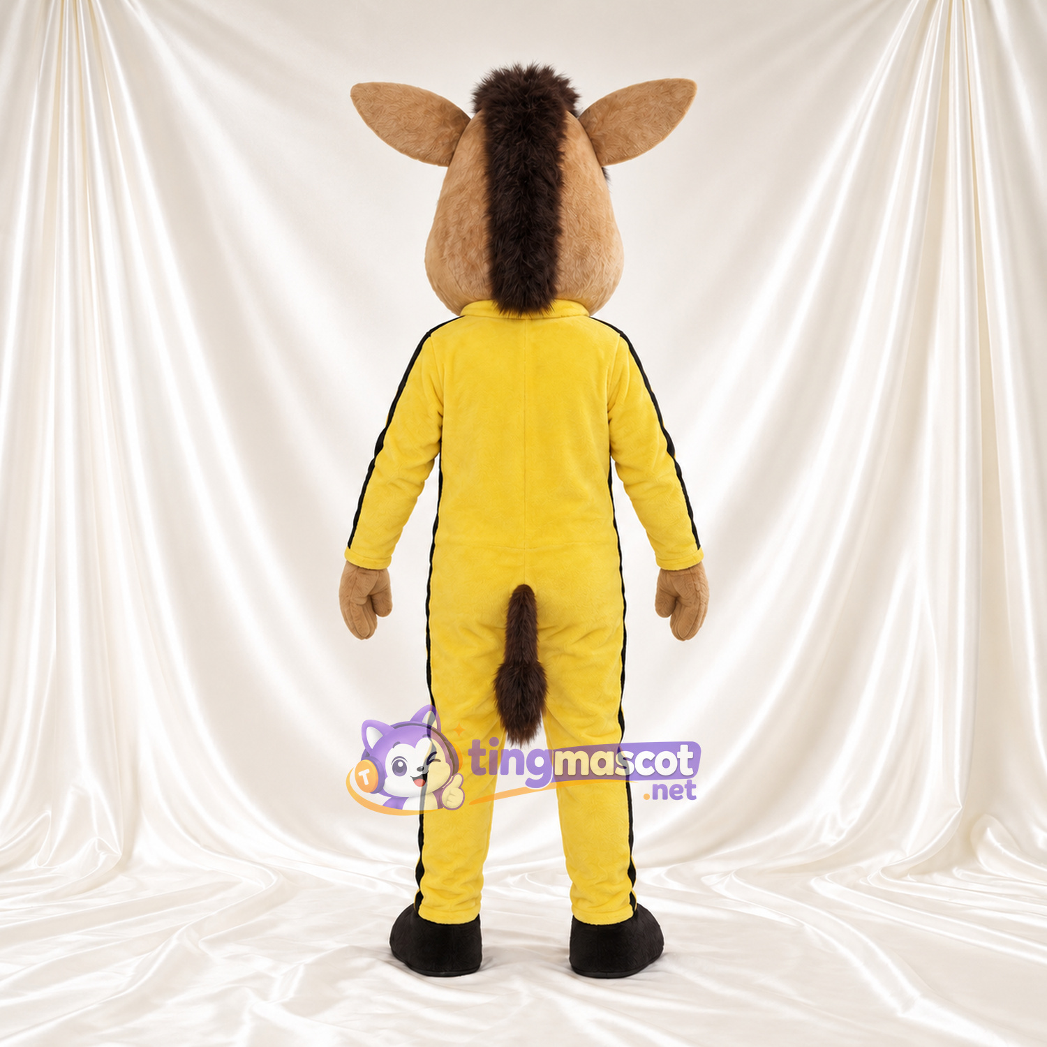 Costume de mascotte Âne – marron – Survêtement (jaune) Costume de mascotte Âne – marron – Survêtement (jaune)
