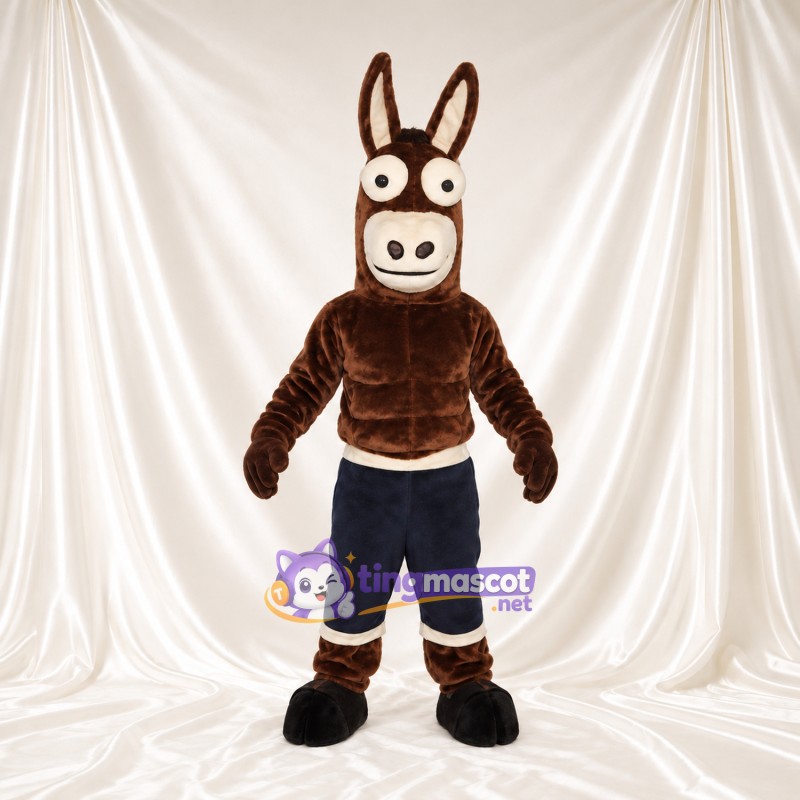 Costume de mascotte Âne – marron – Short (bleu marine) Costume de mascotte Âne – marron – Short (bleu marine)