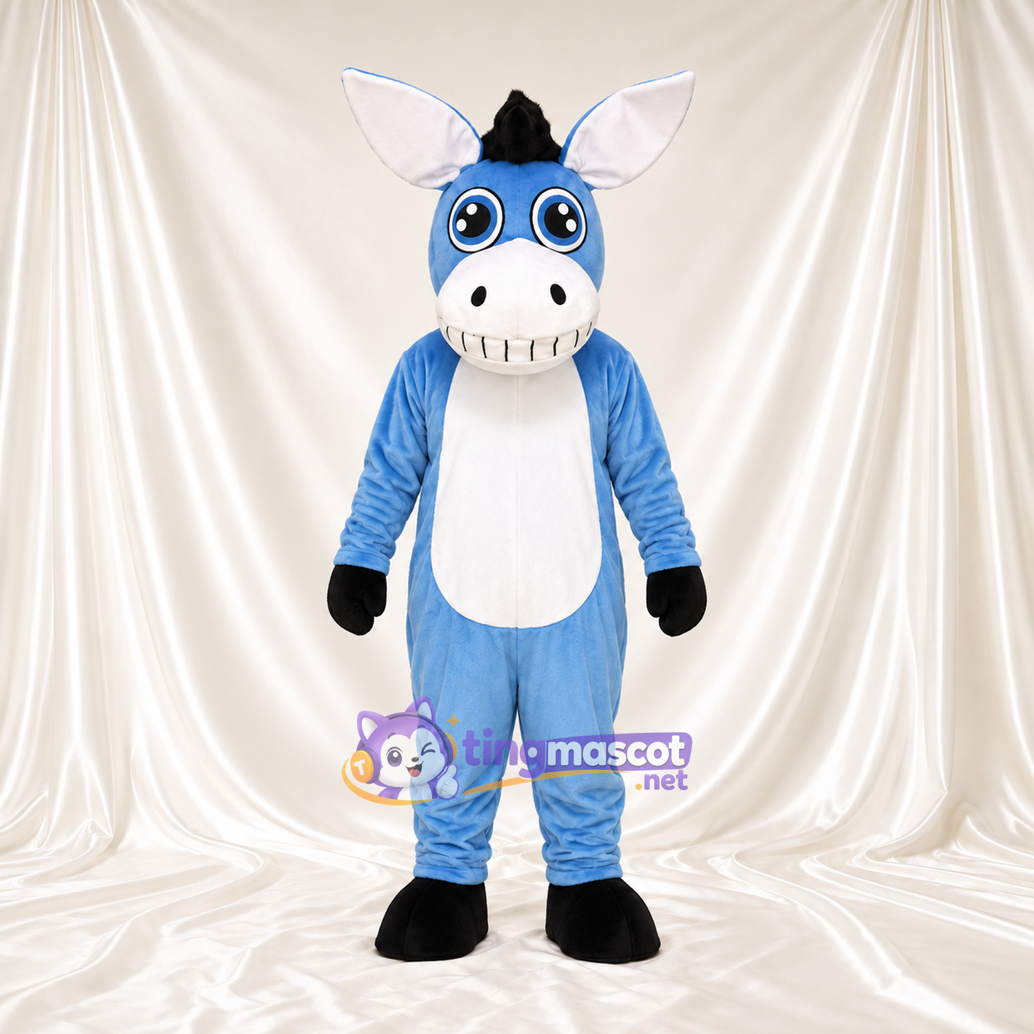 Blue Donkey Mascot Costume - White Belly Blue Donkey Mascot Costume - White Belly