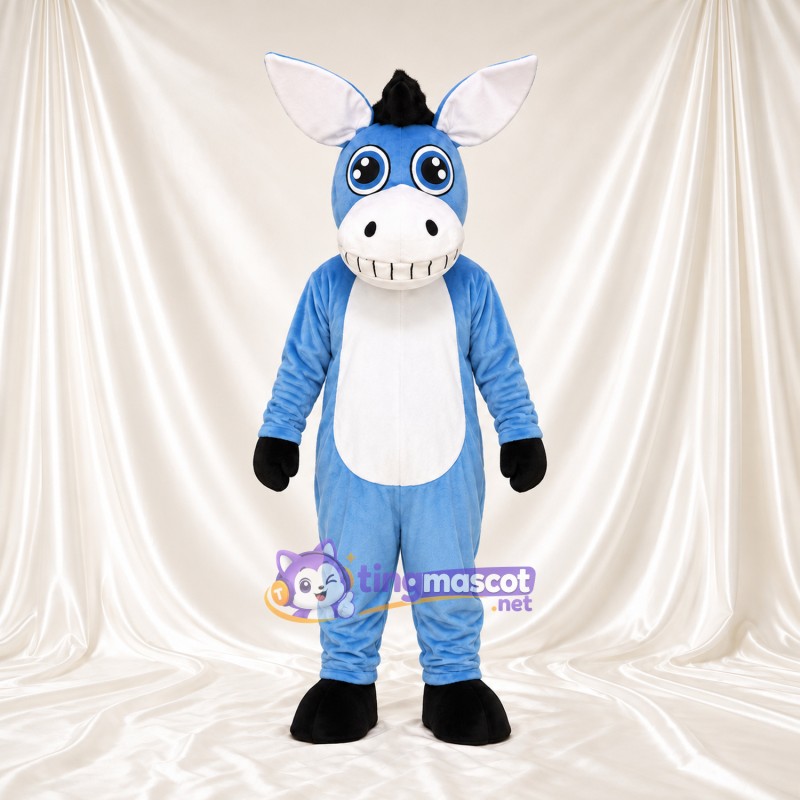 Blue Donkey Mascot Costume - White Belly Blue Donkey Mascot Costume - White Belly