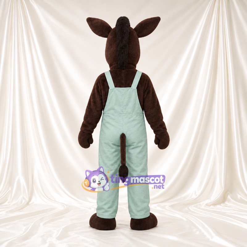 Costume de mascotte Âne – marron foncé – Salopette (vert menthe) Costume de mascotte Âne – marron foncé – Salopette (vert menthe)
