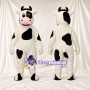 Black and White Cow Mascot Costume - Black Horns and Black Eye Patch