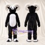 Black and White Ram Mascot Costume - White Belly and Curled White Horns