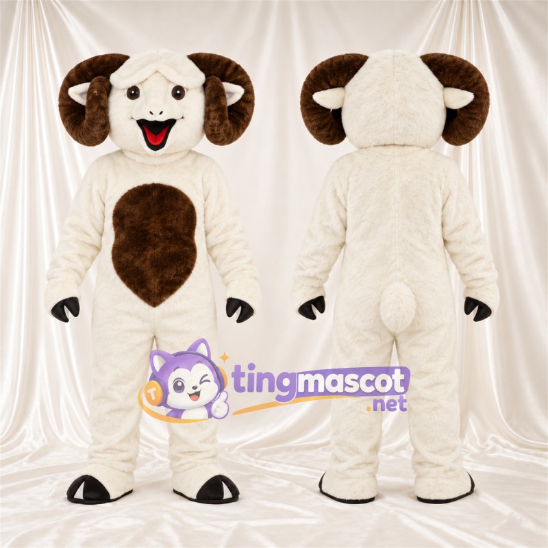Costume de mascotte Bélier – blanc / marron