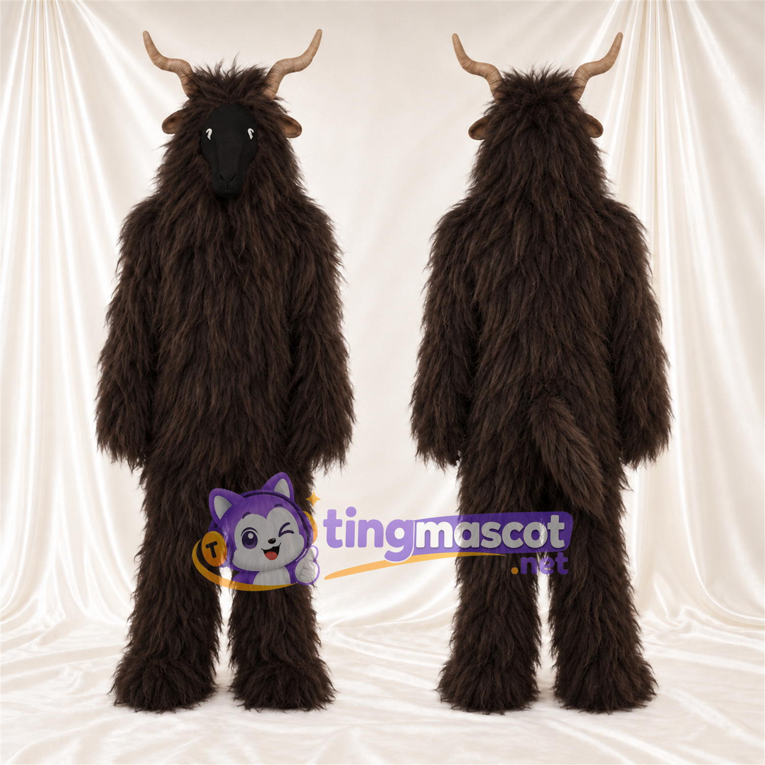 Costume de mascotte Chèvre – marron – Fourrure hirsute
