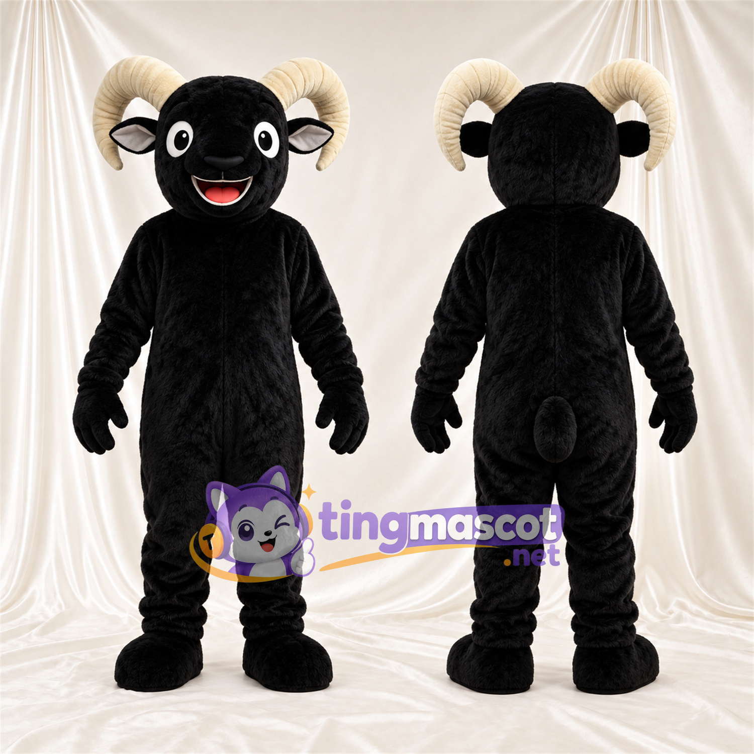 Black Ram Mascot Costume Black Ram Mascot Costume