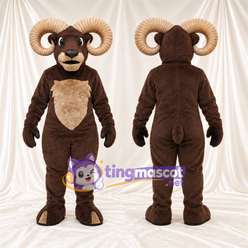 Costume de mascotte Bélier – marron – Torse (brun clair)
