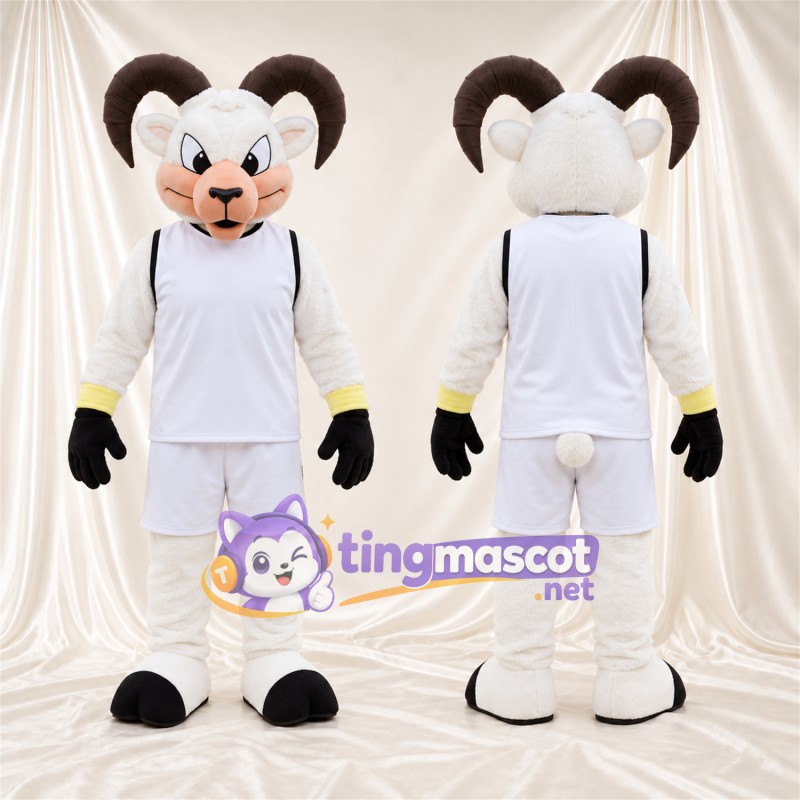 Costume de mascotte Bélier – blanc – Tenue de sport (blanc)