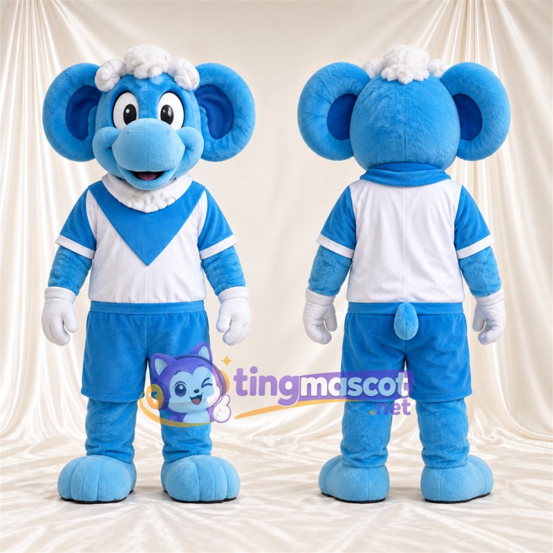Costume de mascotte Bélier – bleu – Tenue de sport (bleu / blanc)