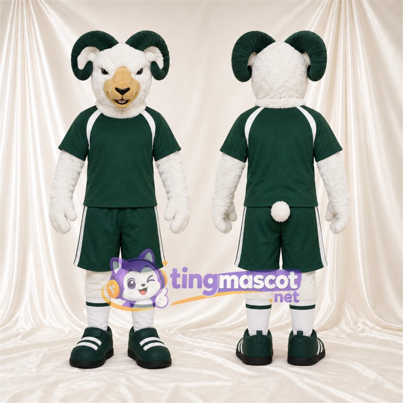 Costume de mascotte Bélier – blanc – Tenue de sport (vert)