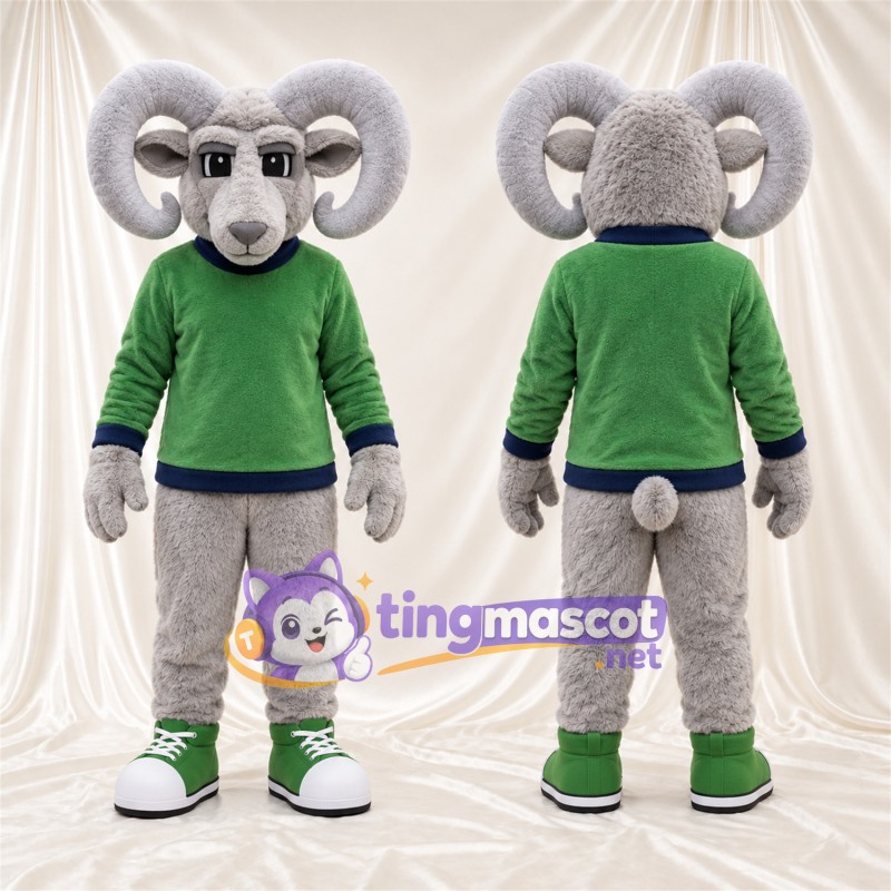 Costume de mascotte Bélier – gris – Pull (vert)