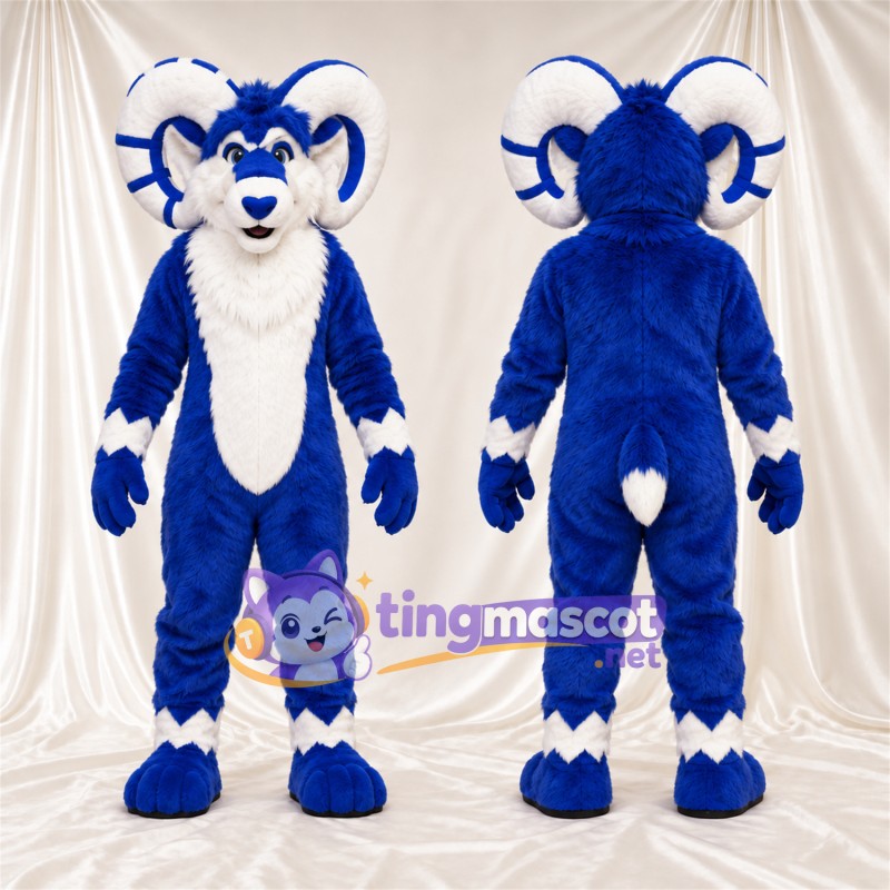 Costume de mascotte Bélier – bleu / blanc