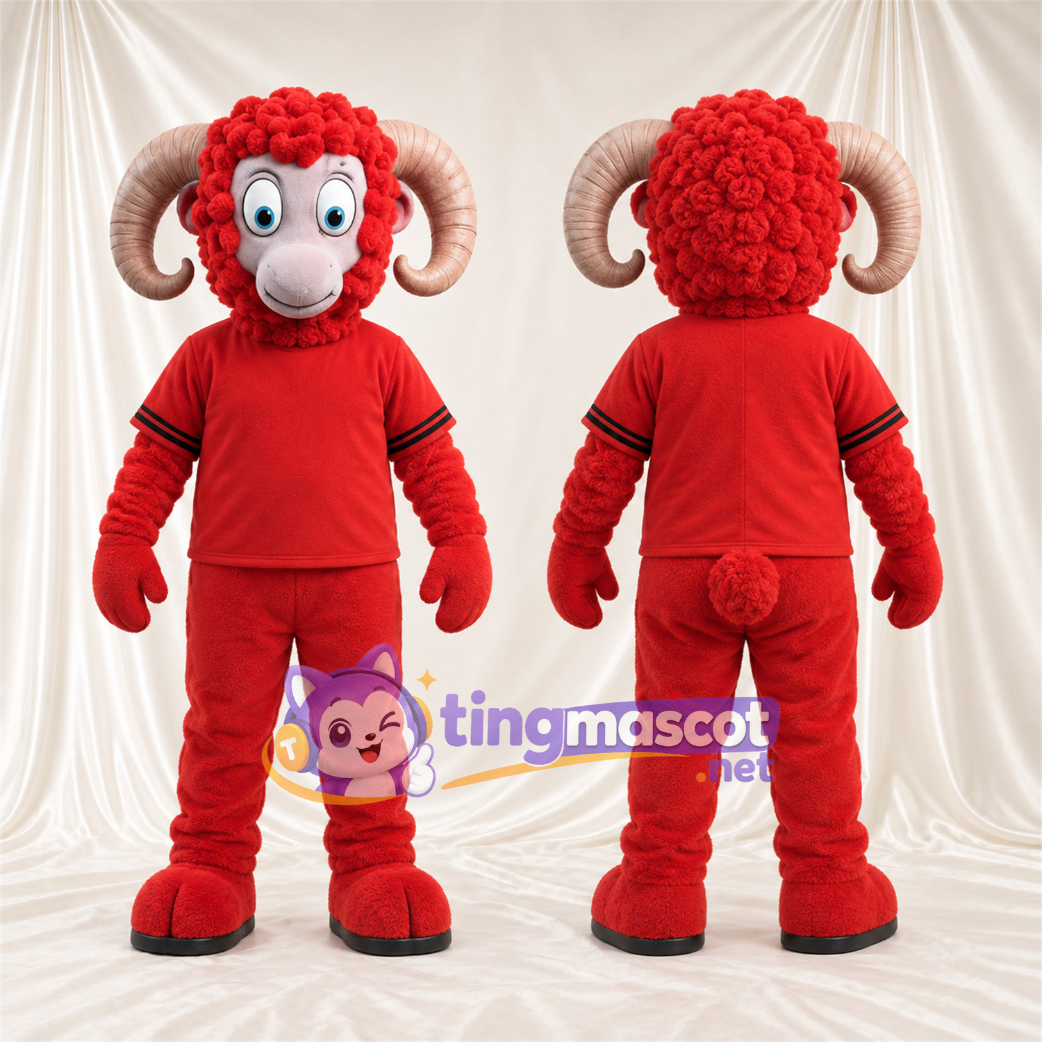 Costume de mascotte Bélier – rouge – Toison (rouge) Costume de mascotte Bélier – rouge – Toison (rouge)
