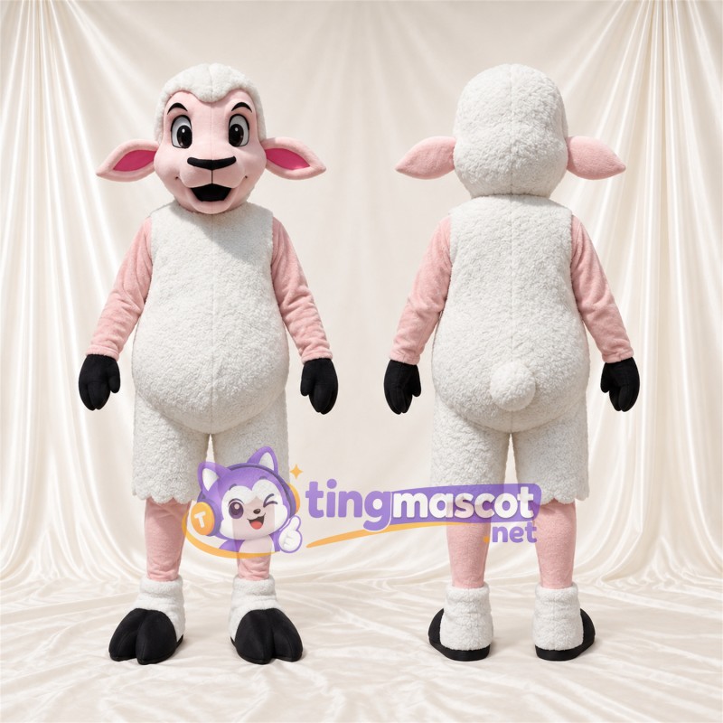 Costume de mascotte Mouton – blanc / rose