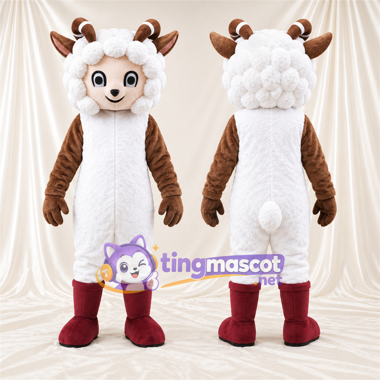 Costume de mascotte Mouton – blanc – Bottes (rouge) Costume de mascotte Mouton – blanc – Bottes (rouge)
