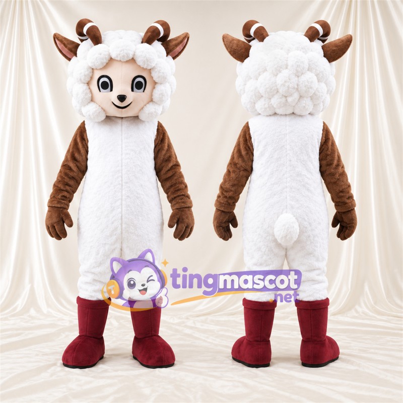 Costume de mascotte Mouton – blanc – Bottes (rouge)