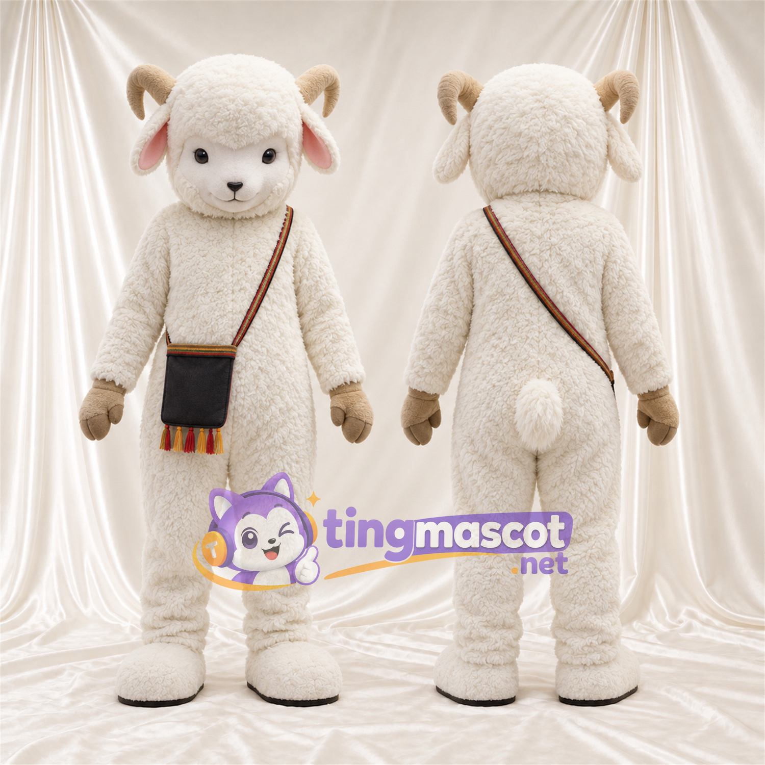 Maskottchenkostüm Schaf – creme – Umhängetasche Maskottchenkostüm Schaf – creme – Umhängetasche
