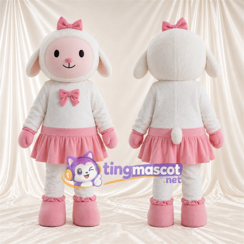 Costume de mascotte Mouton – rose / blanc – Jupe (rose); Nœuds