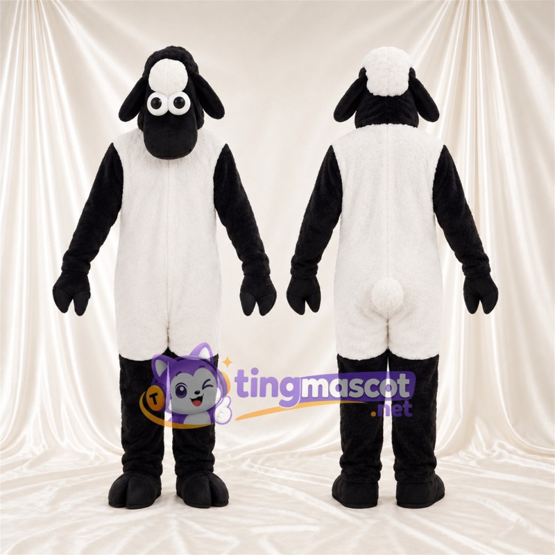 Black and White Sheep Mascot Costume - Black Legs and White Forehead Spot
