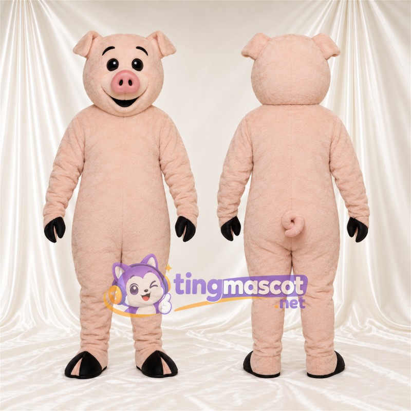 Costume de mascotte Cochon – pêche – Gants (noir); Museau (rose)