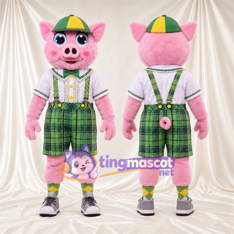 Costume de mascotte Cochon – rose – Short; Casquette