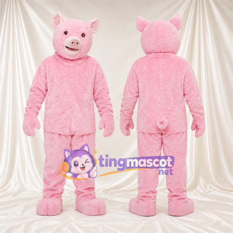 Costume de mascotte Cochon – rose – Mains (rose); Fourrure hirsute