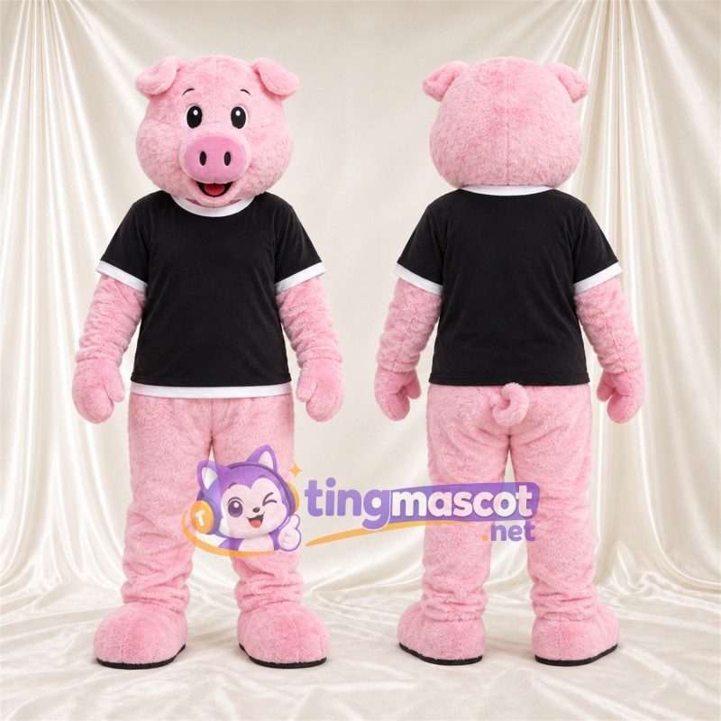 Costume de mascotte Cochon – rose – Chemise (noir)