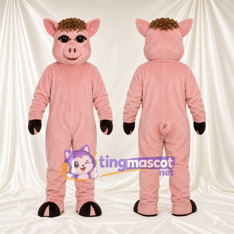 Costume de mascotte Cochon – pêche – Cheveux (marron)