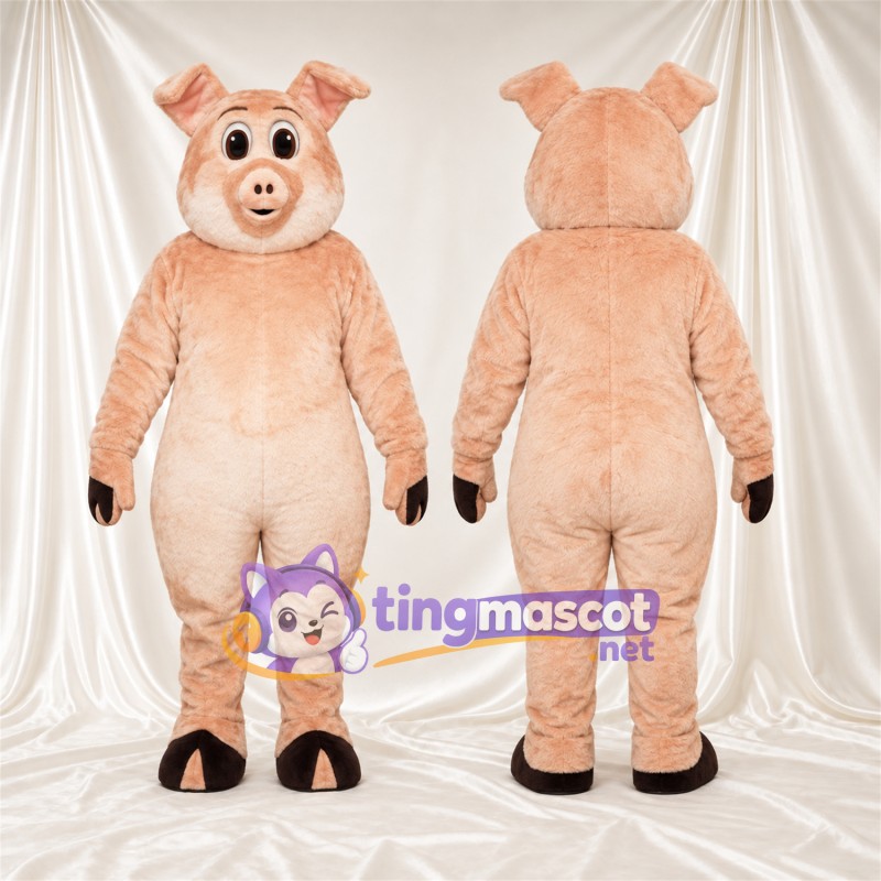 Costume de mascotte Cochon – pêche – Gants (noir); Fourrure hirsute