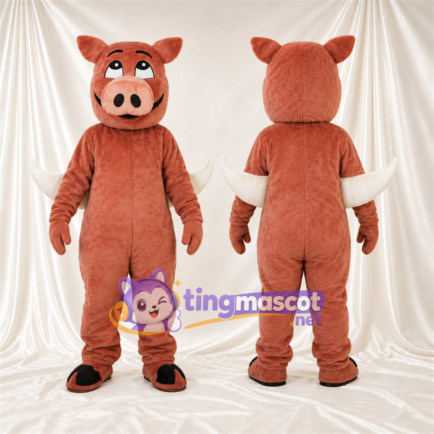Costume de mascotte Cochon – brun rouille Costume de mascotte Cochon – brun rouille