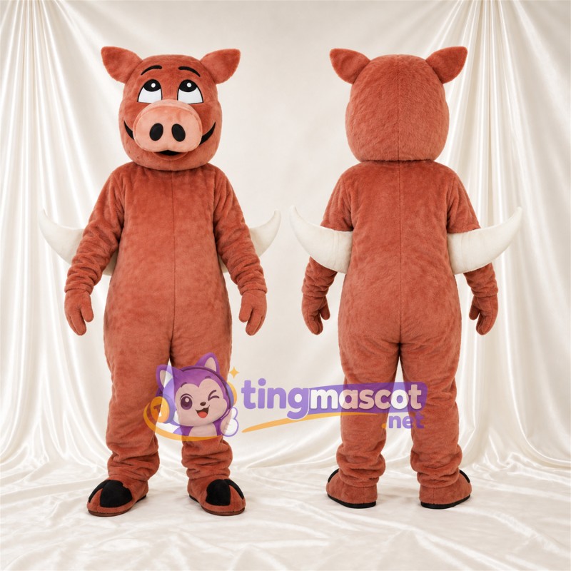 Costume de mascotte Cochon – brun rouille