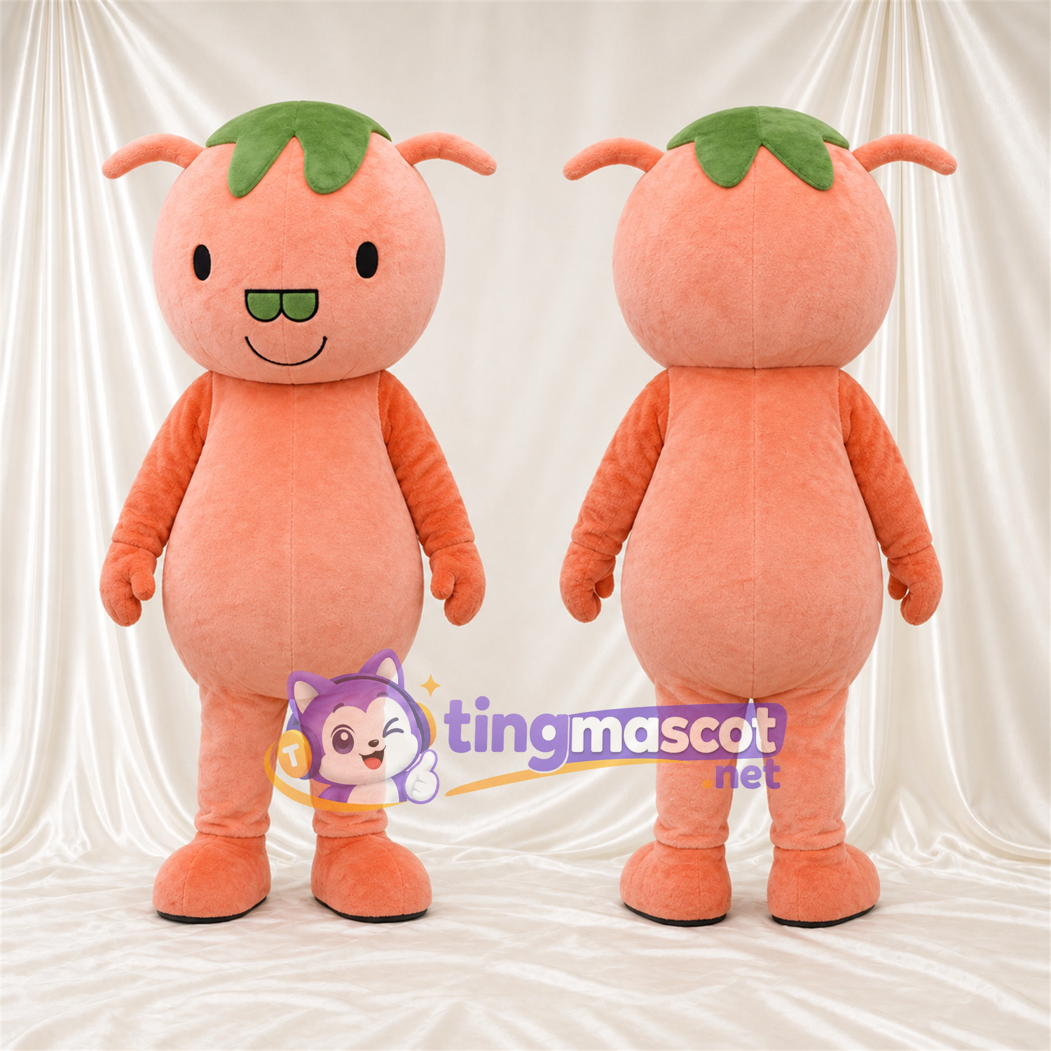 Maskottchenkostüm Fruchtfigur – orange – Blattkrone (grün) Maskottchenkostüm Fruchtfigur – orange – Blattkrone (grün)