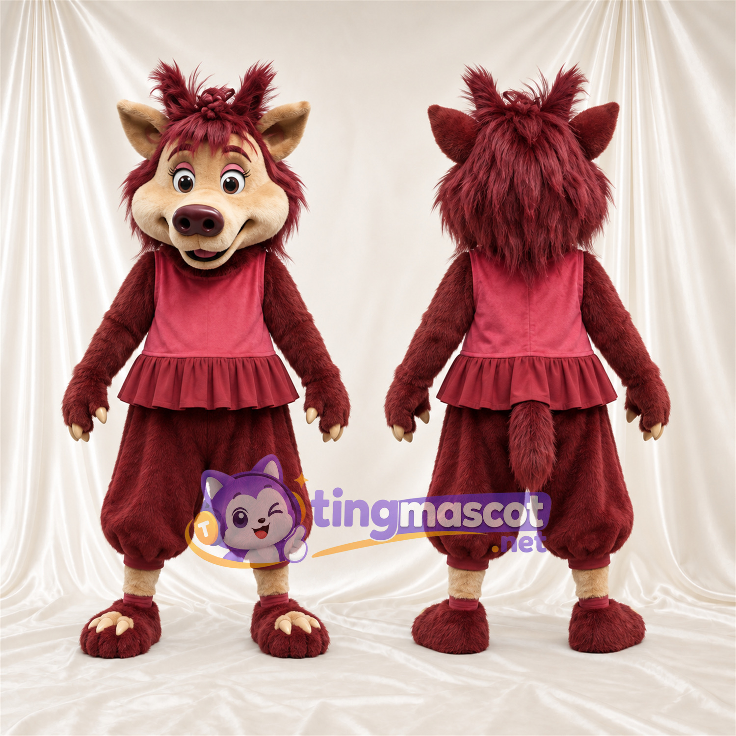 Costume de mascotte Sanglier – bordeaux foncé – Haut (bordeaux foncé); Pantalon Costume de mascotte Sanglier – bordeaux foncé – Haut (bordeaux foncé); Pantalon