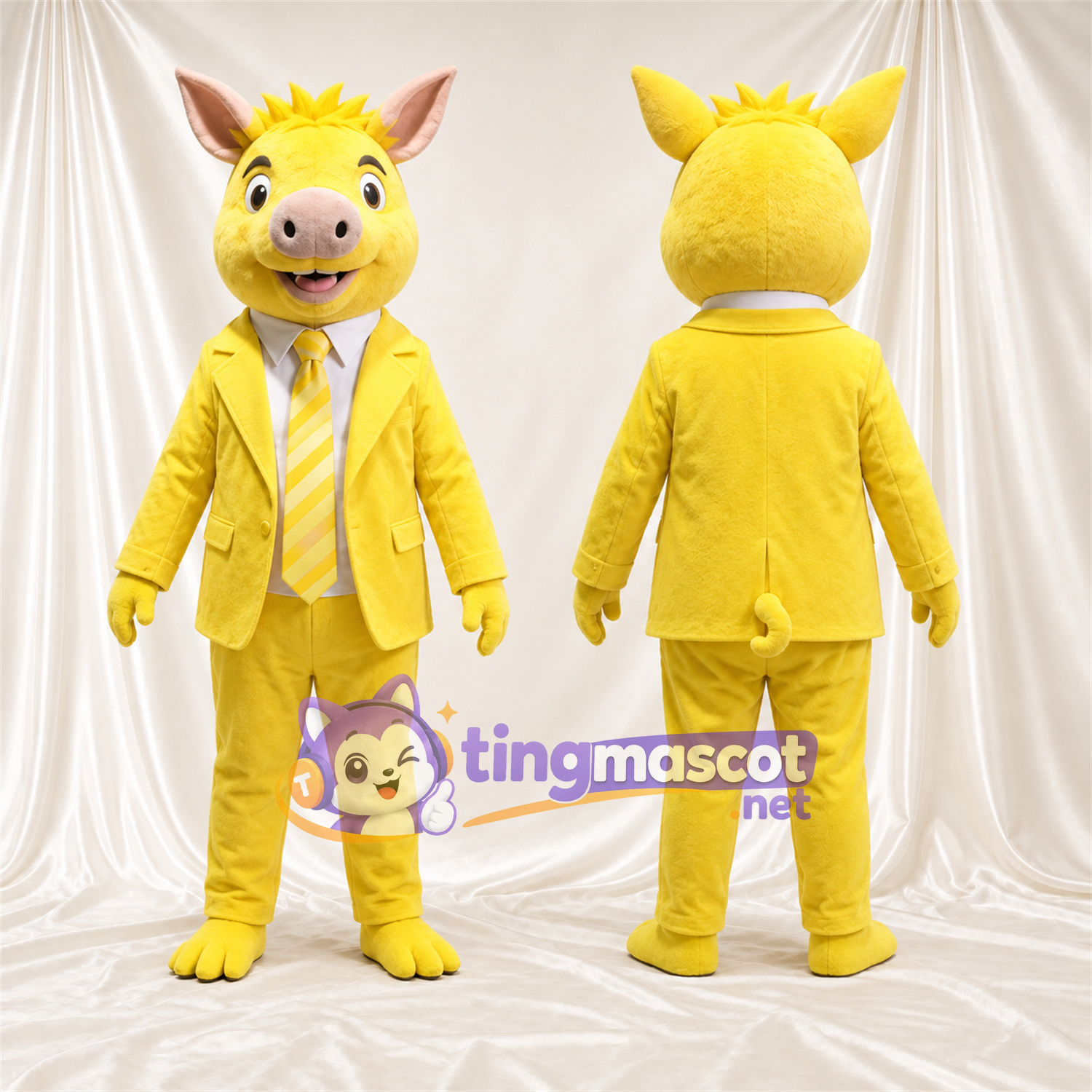 Costume de mascotte Cochon – jaune – Costume (jaune) Costume de mascotte Cochon – jaune – Costume (jaune)
