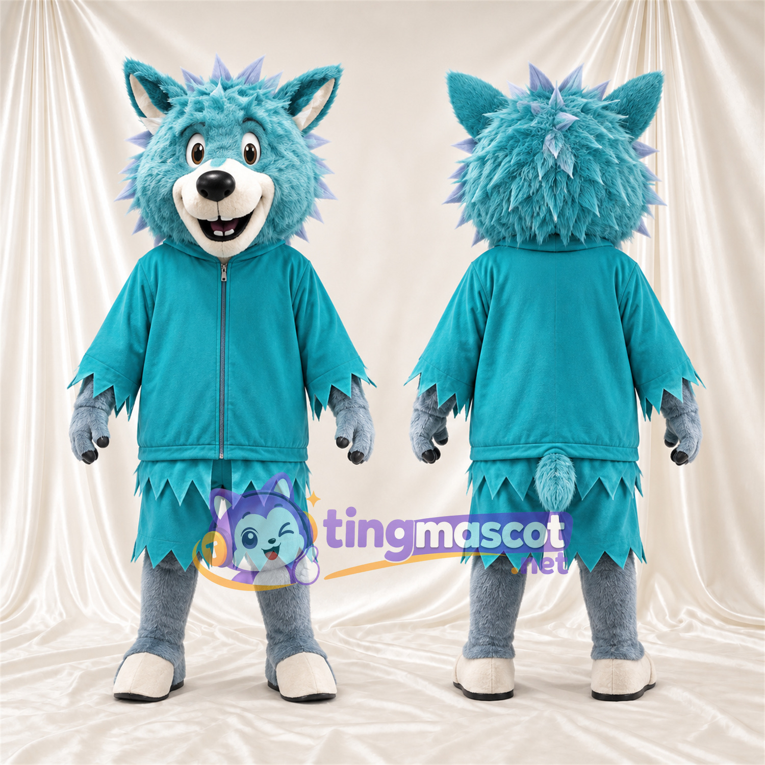 Costume de mascotte Loup – bleu canard Costume de mascotte Loup – bleu canard