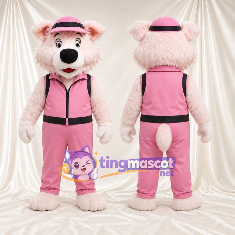 Maskottchenkostüm Eisbär – weiß – Trainingsanzug (rosa)