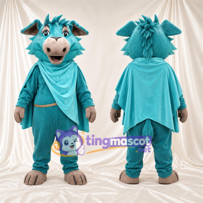 Costume de mascotte Âne – bleu canard – Cape