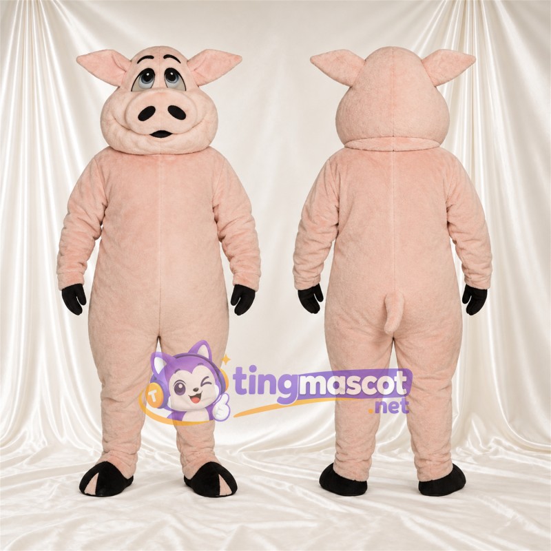 Costume de mascotte Cochon – pêche – Longues oreilles; Gants (noir)