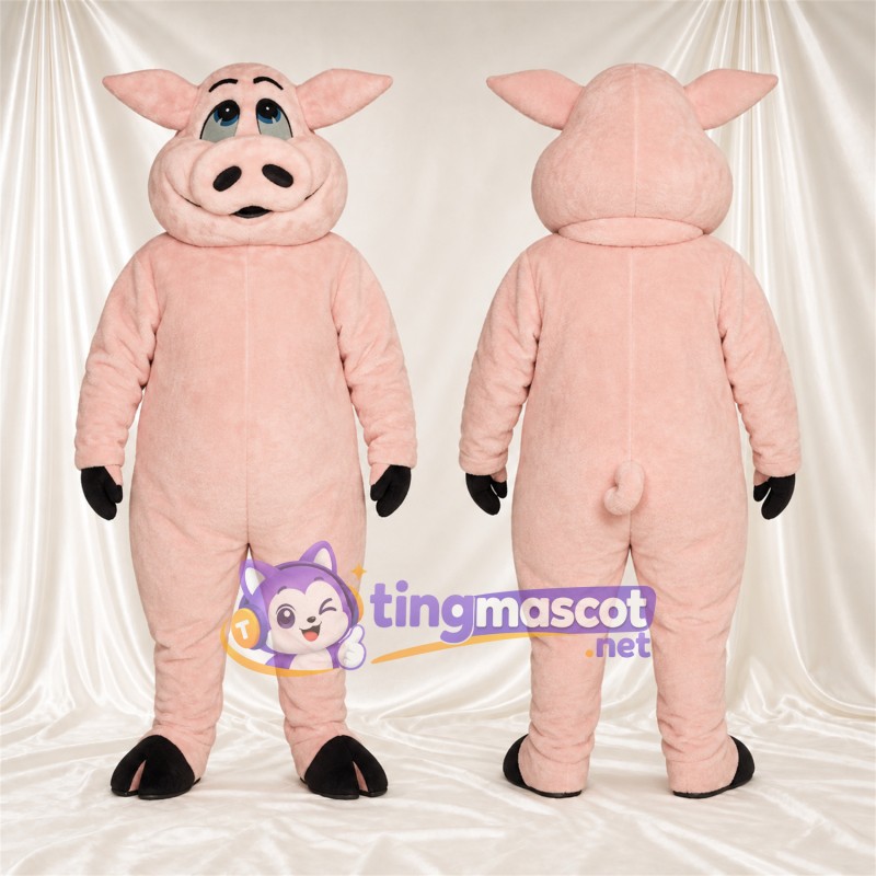 Costume de mascotte Cochon – pêche – Longues oreilles; Gants (noir)