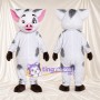 Black and White Pig Mascot Costume - Pink Inner Ears and Brown Hands