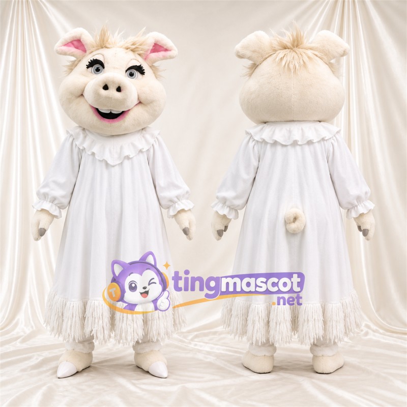 Costume de mascotte Cochon – blanc – Robe (blanc)