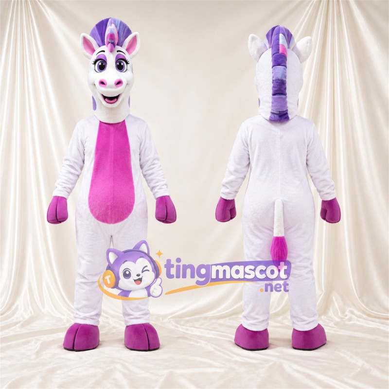 Costume de mascotte Zèbre – blanc / violet – Ventre (violet)