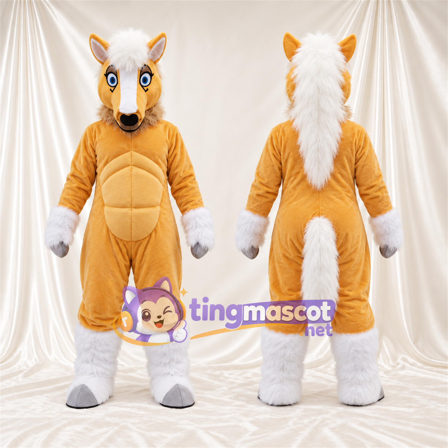 Tan Horse Mascot Costume - Muscular Body Tan Horse Mascot Costume - Muscular Body