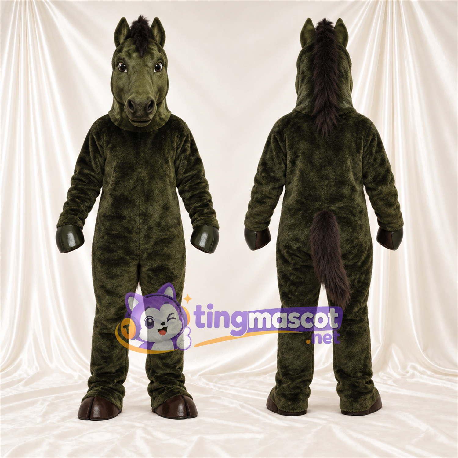 Dark Green Horse Mascot Costume Dark Green Horse Mascot Costume