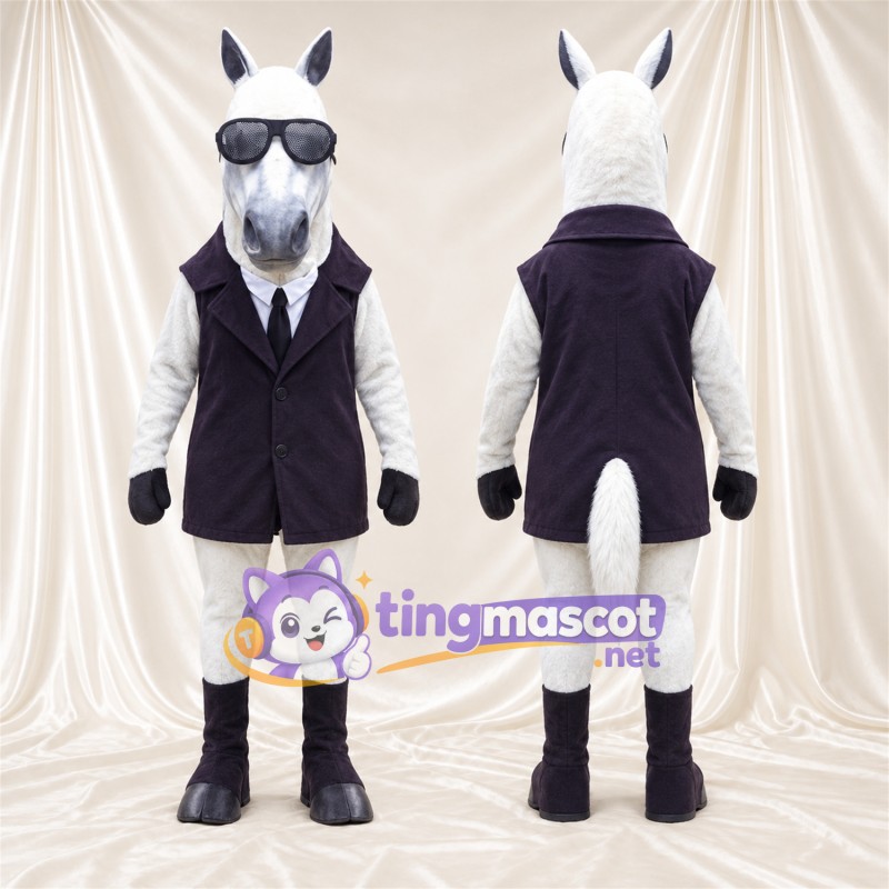 Costume de mascotte Cheval – blanc – Gilet; Lunettes de soleil