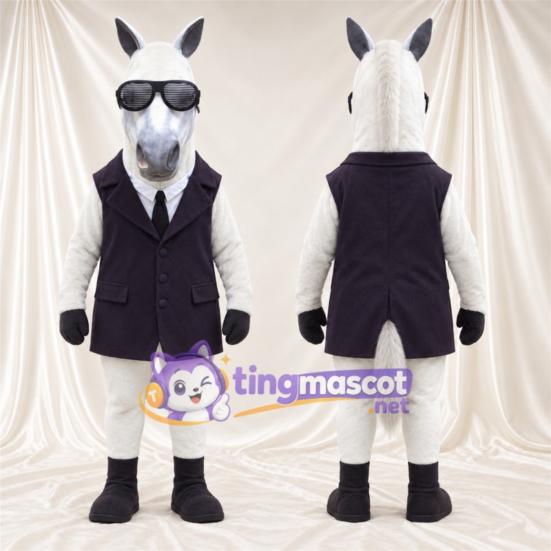 Costume de mascotte Cheval – blanc – Gilet; Lunettes de soleil