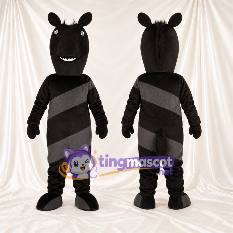 Costume de mascotte Cheval – noir – Rayures