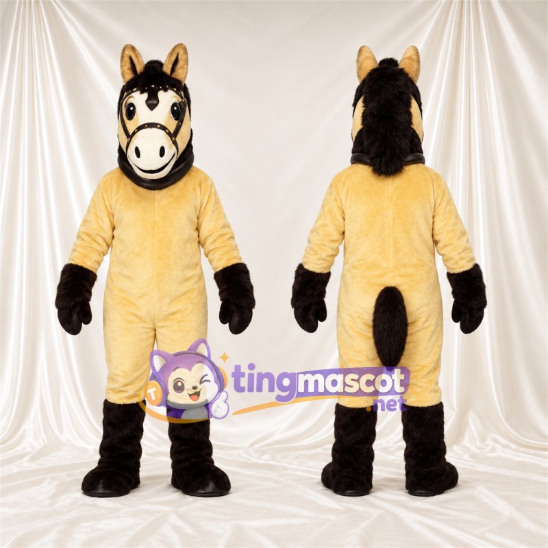 Costume de mascotte Cheval – jaune / noir